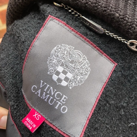 Vince Camuto Black Quitted Wool Blend Zippered Winter Coat Size XS - Picture 3 of 9